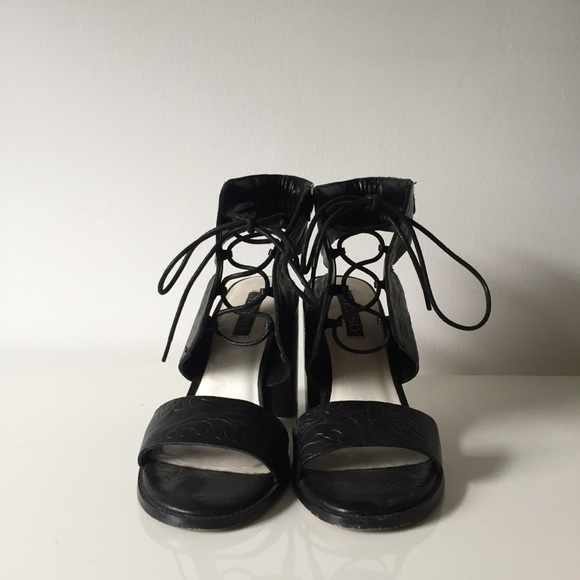 SENSO Black Valleri Lace Up Heels Sandals 38 7.5 - Picture 3 of 8